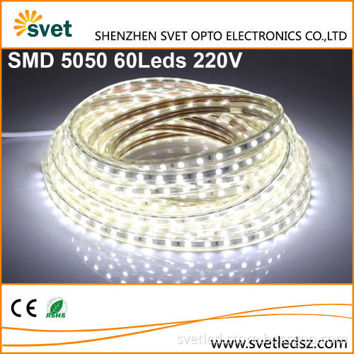 High Quality High Voltage 5050 60Led/m Led Strip Light 220V Daylight White Color